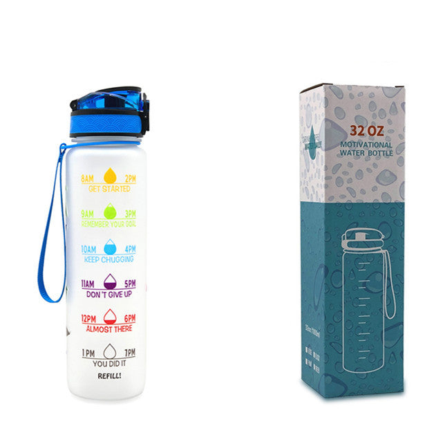 Motivational Water Bottle With Time Marker For Sports And Fitness