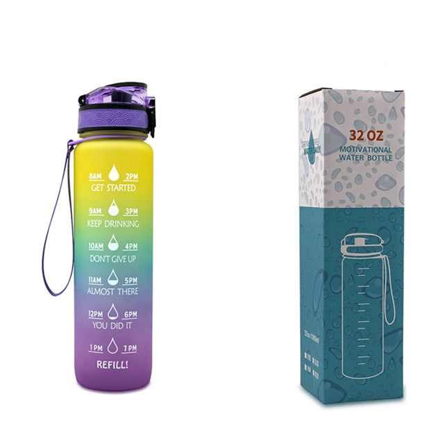 Motivational Water Bottle With Time Marker For Sports And Fitness